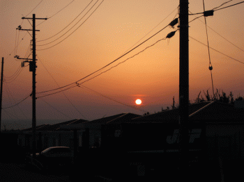 夕日べたなぎより望む